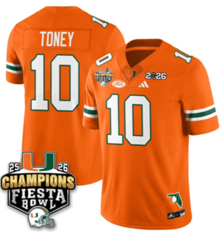 Men 2026 Miami Hurricanes #10 Toney Orange 3th generations Limited NCAA Jersey 059->ncaa teams->NCAA Jersey
